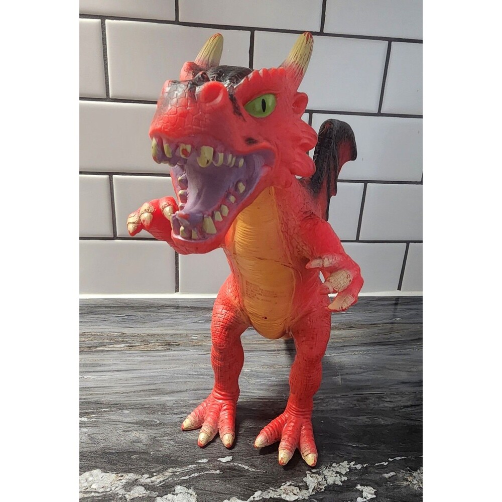 2018 Toys R Us Toy Major Red Dragon Rubber Figure PA-10609 Fantasy Winged Beast